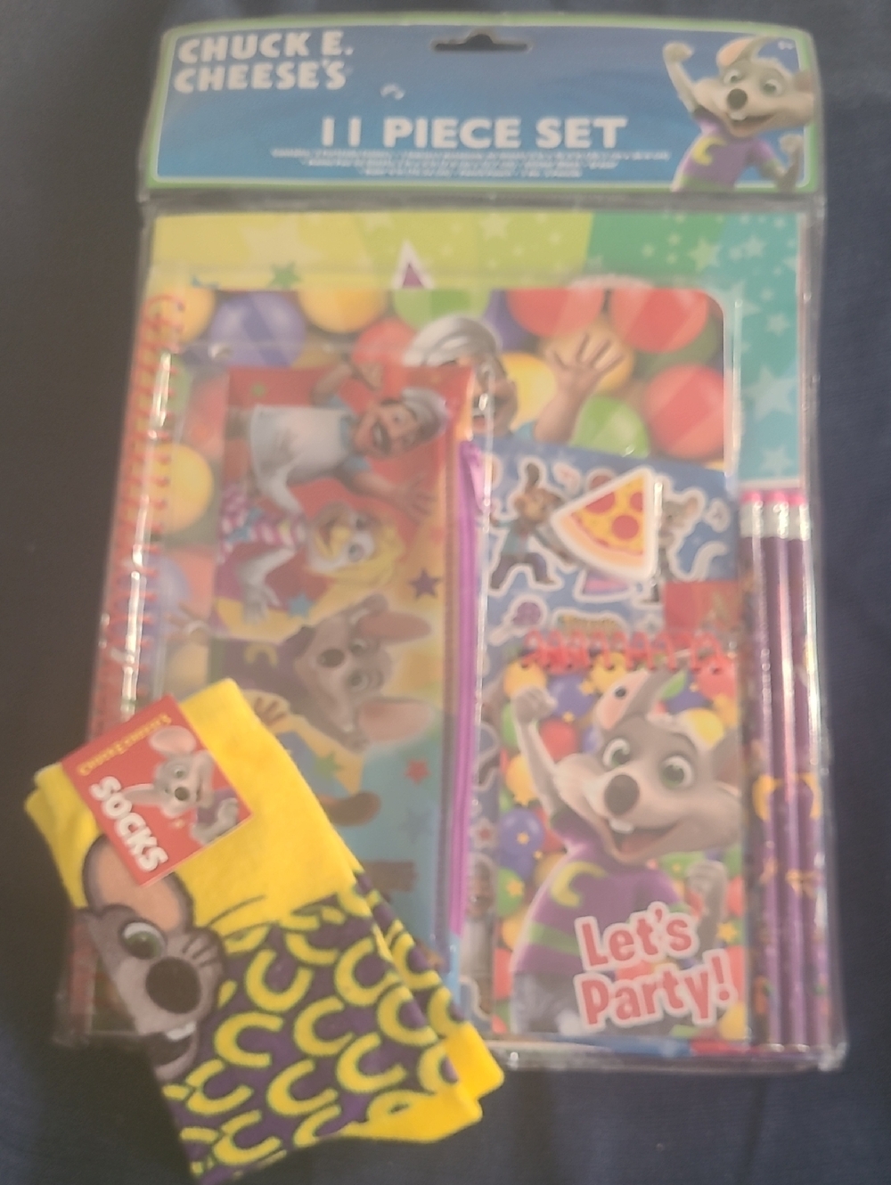 Chuck E. Cheese's Stationary Set And Socks